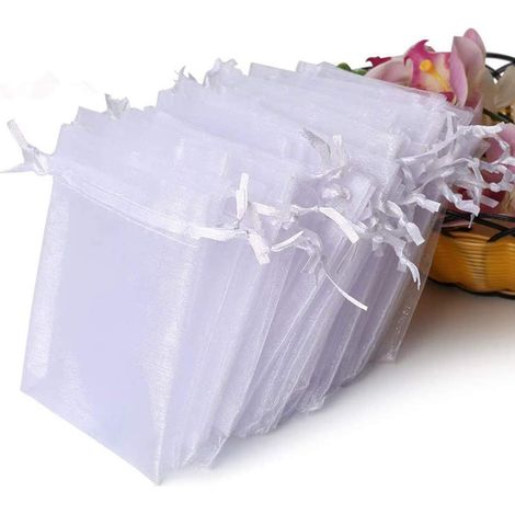 Organzabeutel – 10 X 12 Cm – Reißverschluss – Transparentweiß – Für Schmuck, Hochzeitsgeschenke, Weihnachten, Partys – 100 Stück