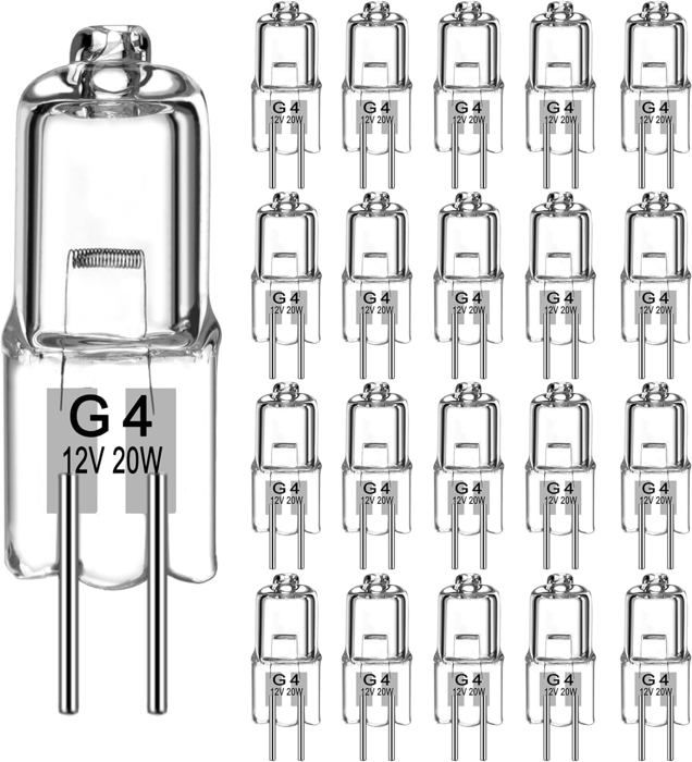 G4 Halogenpen (20er-packung) G4 12v 20w Dimmbare Halogenpe, Warmweißes Licht, 280 Lumen, 2800k, 2-pin-halogenpe.