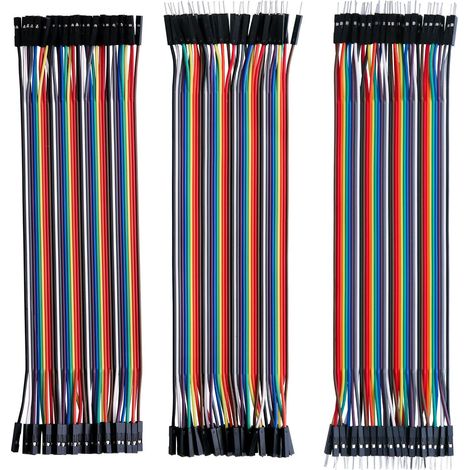 Dupont-kabel – 120 Stück, 28 Awg, 20 Cm – Stecker/buchse/stecker-stecker/buchse-buchse – Für Steckplatinen Und Arduino Mega 2560 Nano Boards – Komplettset