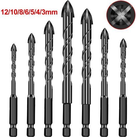 7-teiliges Diamant-fliesenbohrer-set Ø 3–12 Mm, Spiralbohrer Für Glas, Fliesenbohrer Mit Sechskantschaft Für Glas, Metall Und Ziegel