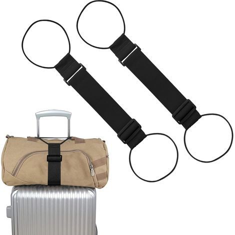 Set Mit 2 Elastischen Gepäckgurten, Verstellbare Gurte Für Koffer, Aufbewahrungstaschen, Tragbares Reiseaccessoire (2 Schwarz)
