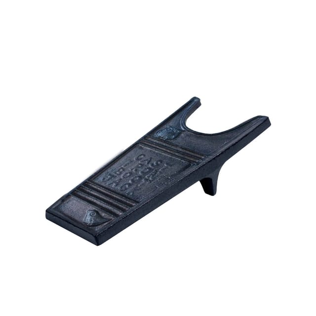 Relaxdays Stiefelknecht Gusseisen, antiker Schuhabzieher, rutschfest, HBT 7,5x29x12 cm, Stiefelzieher outdoor, graubraun
