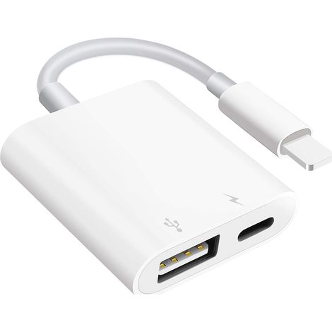 Usb-otg-adapter – Zum Übertragen Von Fotos Und Videos Von Ihrer Kamera Auf Ihr Iphone Oder Ipad – Integrierter Ladeanschluss – Kompatibel Mit Ios 13+ – 1 Stück