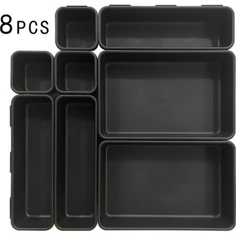 Küchenschubladen-organizer (3-teilig), Büroschubladen-organizer, Kunststoff-badezimmerablagen Für Make-up, Küche (schwarz)