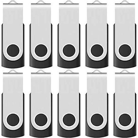 Usb-stick – 16 Gb – Usb 2.0 – Drehbar – Led-anzeige – Schwarz – 10er-pack
