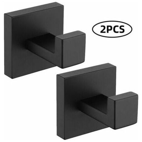 Set Aus Zwei Wandhaken, Handtuchhaken, Schwarz, Aus Edelstahl 304, Rostfrei Und Wasserdicht, Badezimmeraccessoires, Kleiderhaken, Schwarz.