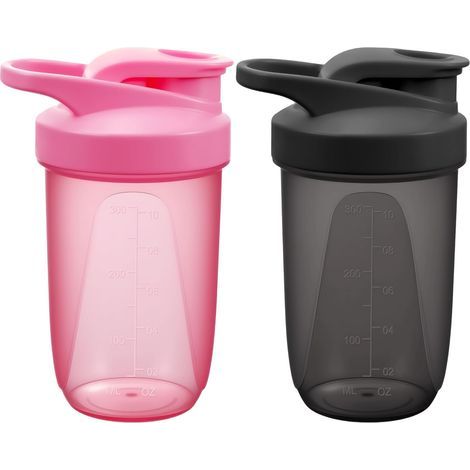 Protein-shaker, Set Mit 2 X 400ml Flaschen, Fitness-shaker Mit 2 Edelstahl-mixkugeln, Bpa-frei Und Auslaufsicher, Mit Skala Für Proteinpulver, Protein-shake (schwarz + Rot)