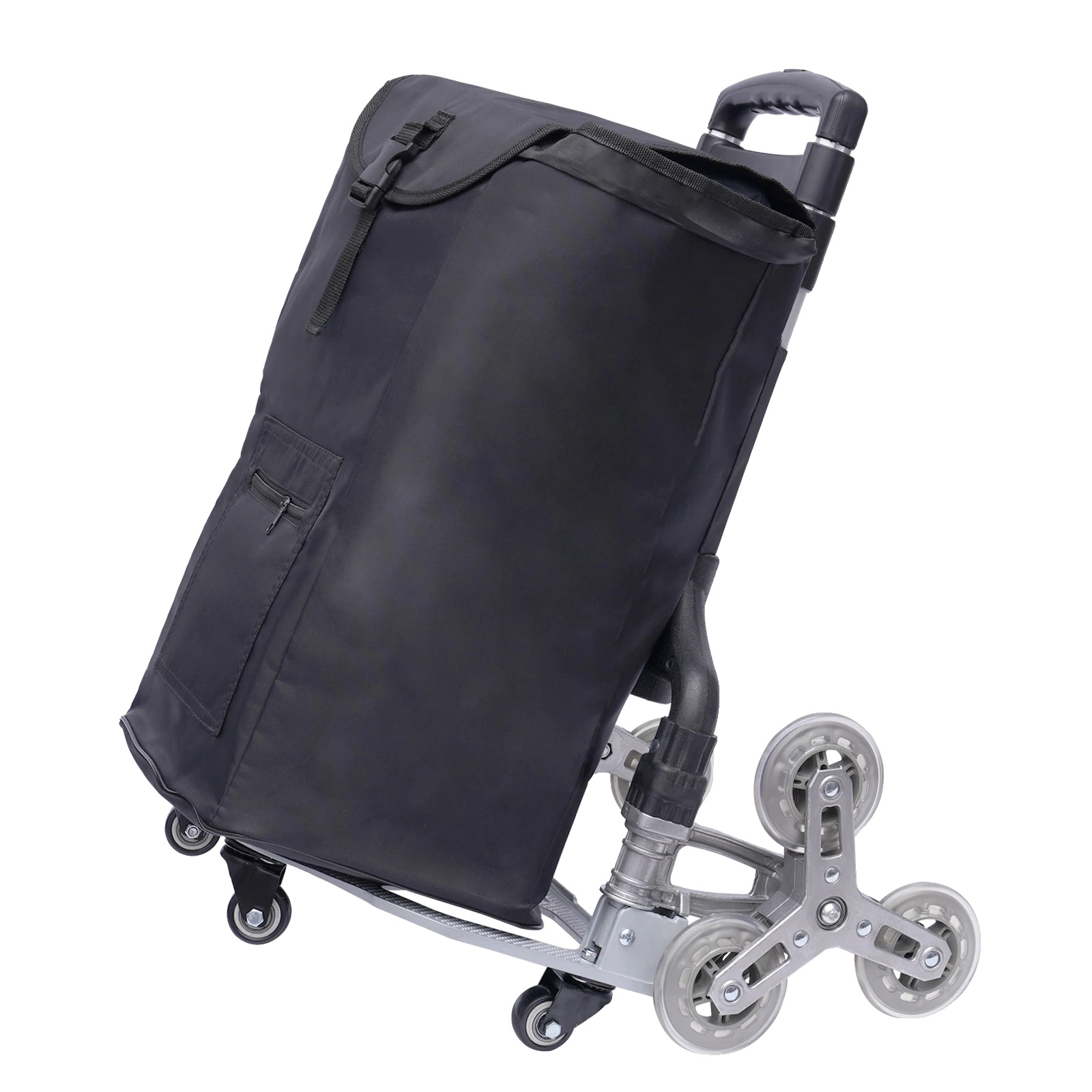 Klappbarer Trolley, 10 Räder, Höhenverstellbar, Schwarz
