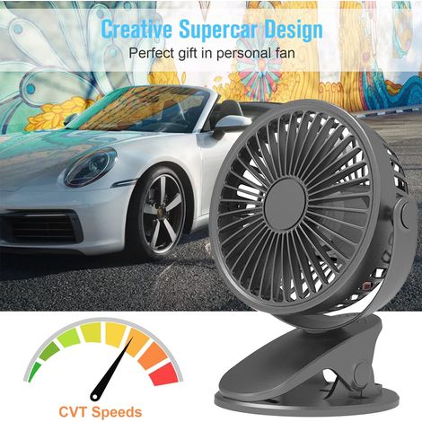 Clip-ventilator – Usb-betrieben – 40 Db Leise – 3 M Reichweite – 360°-drehung – Befestigung An Oberflächen Bis Zu 6,35 Cm – Büro, Schlafzimmer, Auto – 1 Stück