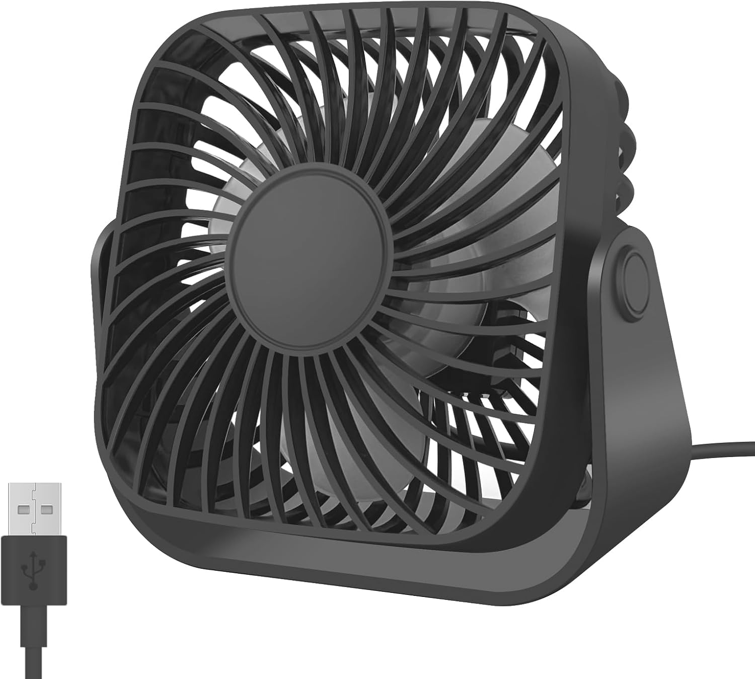 Usb-ventilator, Drei Windgeschwindigkeiten, 360°-drehung, Starker Luftstrom, Geringer Stromverbrauch, Geeignet Für Büro, Zuhause Und Outdoor-aktivitäten, Schwarz.