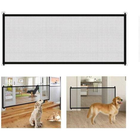 Hundegitter Aus Maschengewebe, 180 X 70 Cm, Sicherheitsgitter Für Hunde, Kein Bohren Erforderlich, Sicherheitsbarriere Für Treppen, Flure Und Türöffnungen, Schwarz, 1 Stück