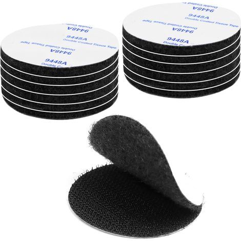 Extra Starkes Selbstklebendes Klettband, 12 Doppelseitige Selbstklebende Pads, Doppelseitiges Selbstklebendes Klebeband, Klettband, Wiederverwendbares Rundklebeband, 5 Cm Selbstklebend (schwarz)