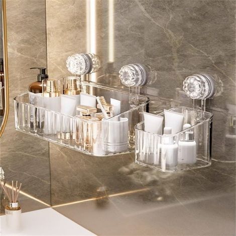 Badezimmerregal Mit Saugnapf – Praktische Und Bohrfreie Aufbewahrung – Groß + Klein, Transparent