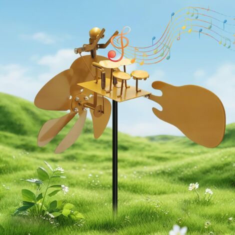 Handgefertigte Windmühle Mit Schlagwerk – Metall – Kleiner Schlägel – Gartenskulptur – Für Terrasse Und Garten – Dekoration
