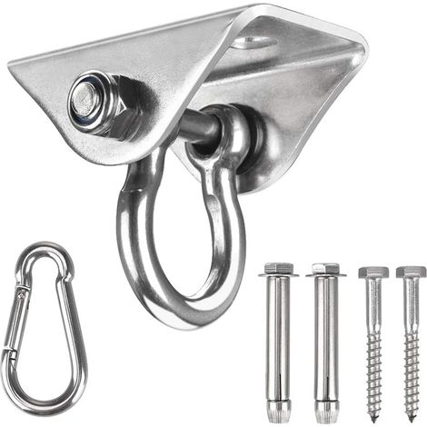Drehbarer Deckenhaken – Edelstahl Sus304 – Maximale Traglast 450 Kg – Für Hängematten, Stühle, Taschen, Yogataschen – 1 Stück