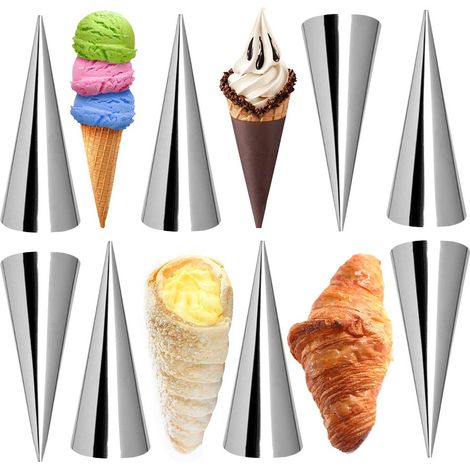 Waffelform Aus Edelstahl – Höhe 12 Cm, Durchmesser 3,5 Cm – Für Eiscreme, Teigrollen Und Spiralen – 12er-set