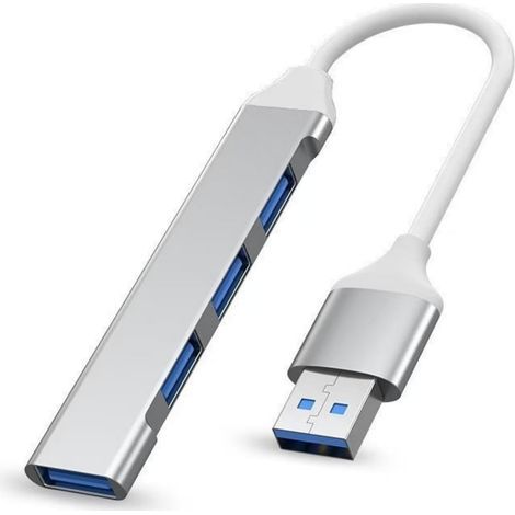 Geeigneter, Ultraflacher 4-port-usb-3.0-hub Für Laptop/pc, Typ-c 2.0 Auf 4-port-usb 2.0 Für Festplatte, Konsole, Drucker, Kamera, Tastatur, Maus, Desktop (silber, Usb)