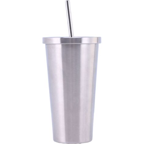 Kaffeebecher Aus Edelstahl 304 – 500 Ml – Mit Integriertem Strohhalm Und Auslaufsicherem Schraubverschluss – Für Auto, Büro Und Outdoor-aktivitäten