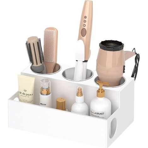 Halterung Für Haartrockner, Glätteisen, Haarbürste, Zahnbürste, Badezimmer-organizer, Weiß