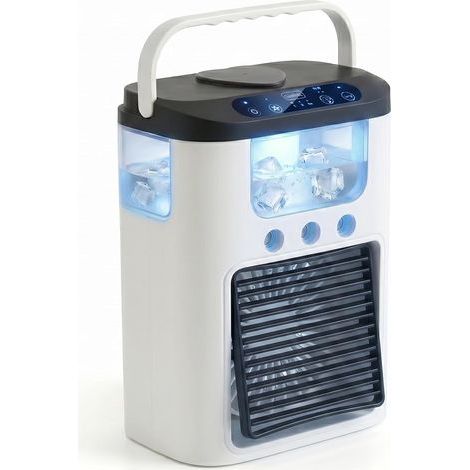 Tragbare Klimaanlage Mit Ventilator, 3 Geschwindigkeitsstufen Und 3 Vernebelungsstufen, Persönlicher Luftkühler, 500-ml-tank, Tischventilator Mit Rgb-beleuchtung, Wiederaufladbare Mini-klimaanlage