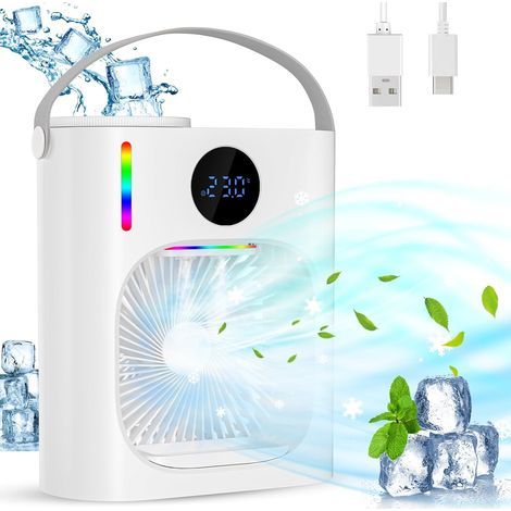 Tragbare Klimaanlage, Leise, 900 Ml, 4-in-1-luftkühler, Mini-usb-luftkühler, 3 Geschwindigkeitsstufen, 2 Vernebelungsmodi, Mini-klimaanlage Für Schlafzimmer/büro