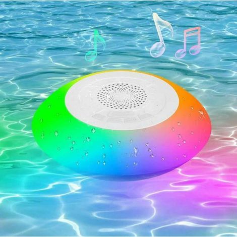 Usb-bluetooth-poollautsprecher Mit Licht, Schwimmender Lautsprecher, Ip67 Wasserdicht, Stereoklang Und Stereokopplung, Tragbare Musikbox (weiß)