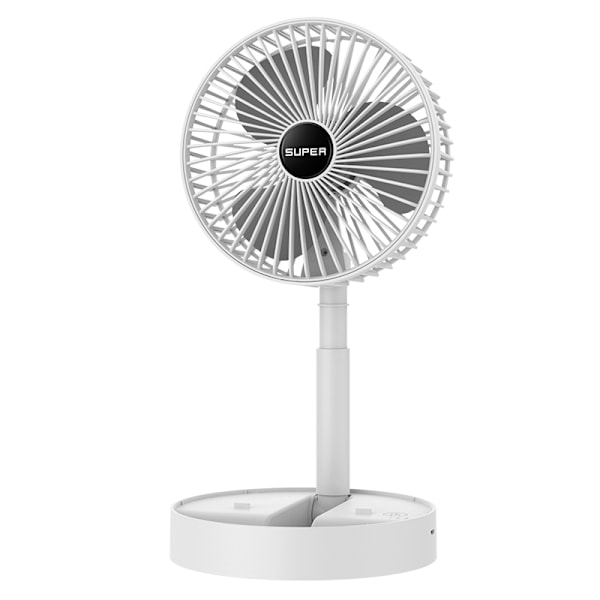 Teleskopierbarer Faltventilator, Wiederaufladbar, Flexibler Mini-tischventilator, 3 Windgeschwindigkeiten, 5 W, Weiß.