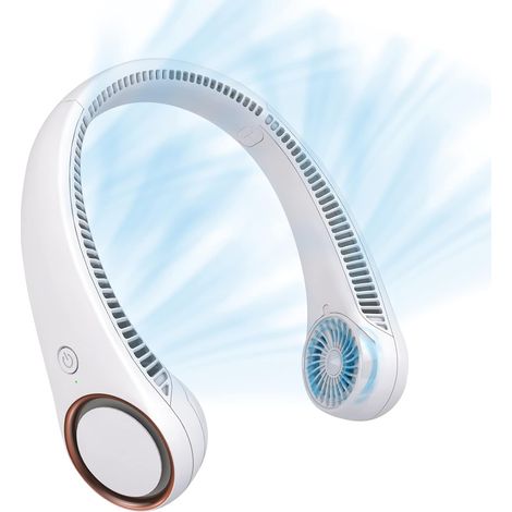 Nackenventilator: Tragbarer, Klingenloser Persönlicher Ventilator (wiederaufladbar) – Freihändig, 3 Geschwindigkeitsstufen, 3600 Mah Akku, Usb-stromversorgung, Kopfhörer-design (weiß)