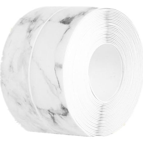 5 M Flexible, Selbstklebende Sockelleiste, Marmoroptik, Weißes Pvc, Mit Flexiblem Eckprofil Und Dichtungsband Für Die Fugen, 37 Mm Dick, Ideal Für Küchen, Badezimmer Und Dächer