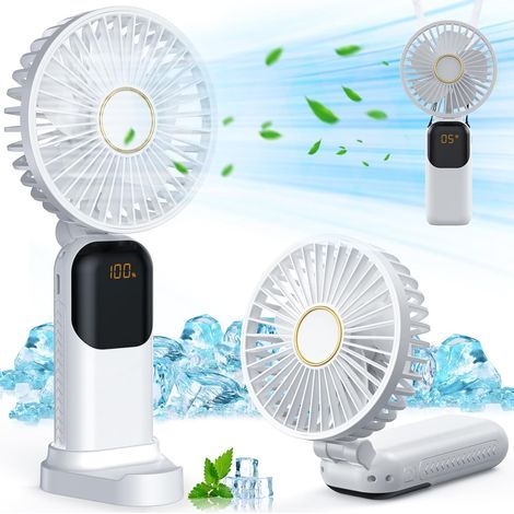 Mini-tragventilator, Usb-aufladbar, Kleiner Taschenventilator, 5 Geschwindigkeitsstufen Mit Standfuß, Faltbarer Und Leiser Taschenventilator Für Büro Und Outdoor-einsatz (weiß)