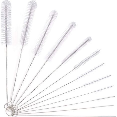 Reinigungsbürsten, 12 Stück, 21 Cm Lange Bürsten, Flaschenreinigungsbürsten, Milchschlauchbürste, Nylonschlauchbürsten-set Für Teekannendüsen, Espressomaschinen, Strohhalme – Weiß