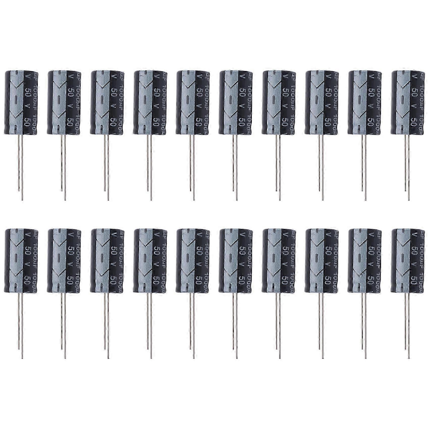 Lot De 20 Condensateurs Électrolytiques En Aluminium Noir De 1000 Μf, 50 V, 13 X 25 Mm, De Haute Qualité.