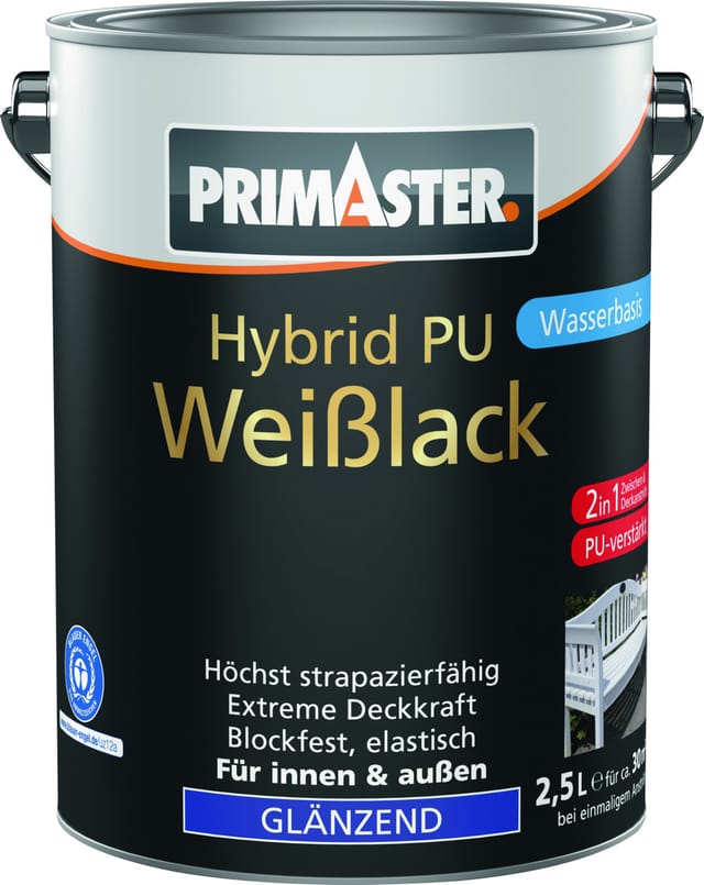 Primaster Hybrid PU-Weißlack weiß glänzend 2,5 L Lack
