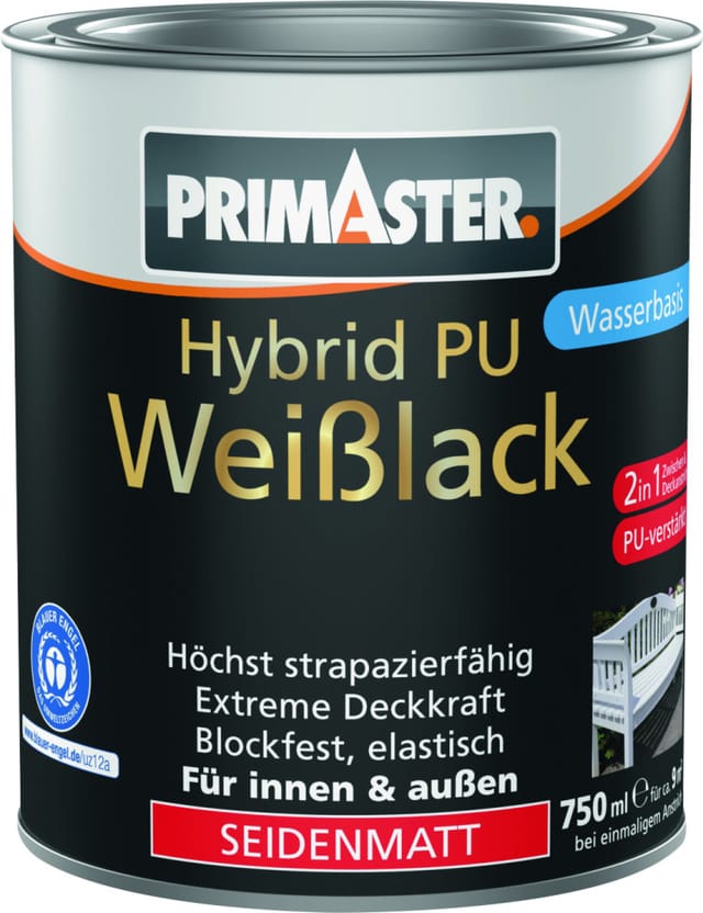 Primaster Hybrid PU-Weißlack weiß seidenmatt 750 ml Lack