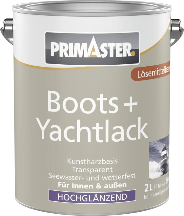 Primaster Boots + Yachtlack 2 L farblos hochglänzend Holzschutzlasur