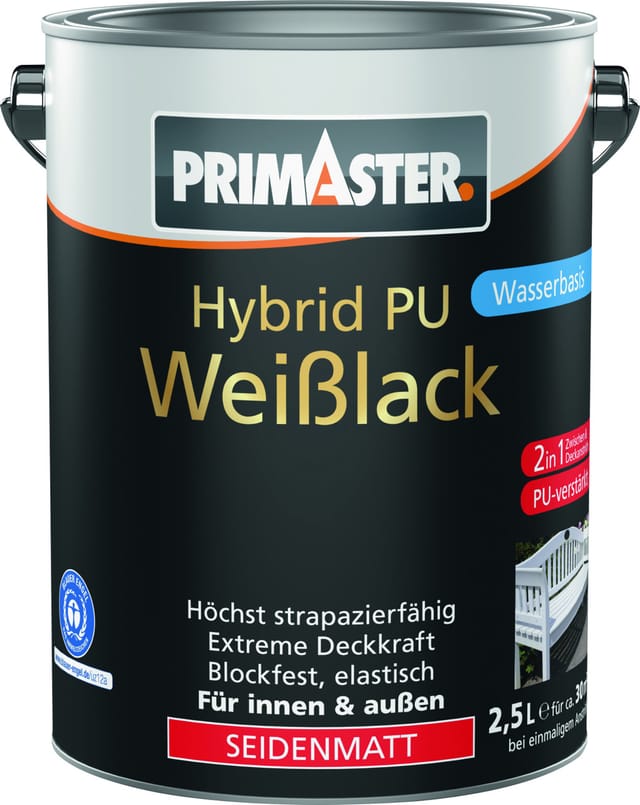 Primaster Hybrid PU-Weißlack weiß seidenmatt 2,5 L Lack