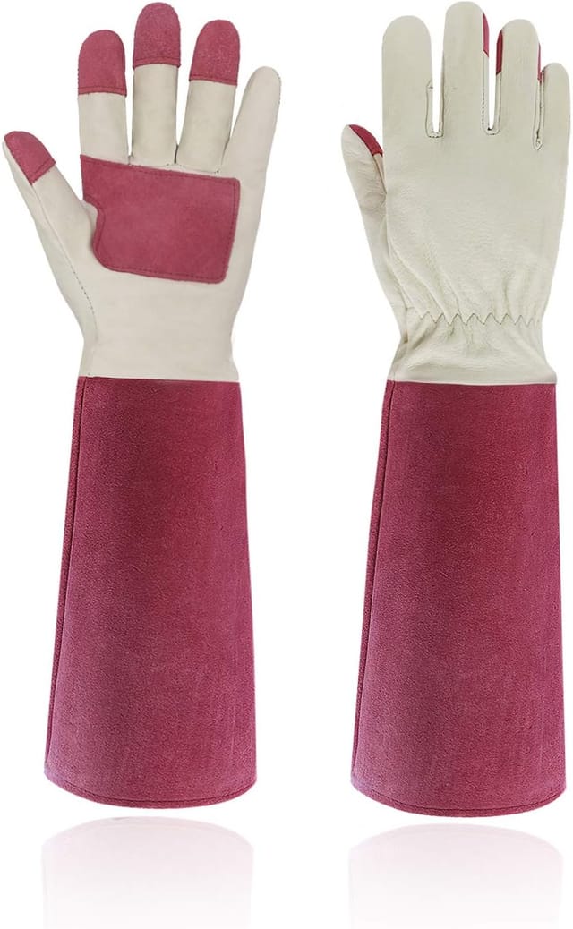 Gartenhandschuhe Zum Rosenschneiden Für Männer Und Frauen, Lange, Dornensichere Handschuhe, Schweinsleder – Atmungsaktiv Und Langlebig (groß)