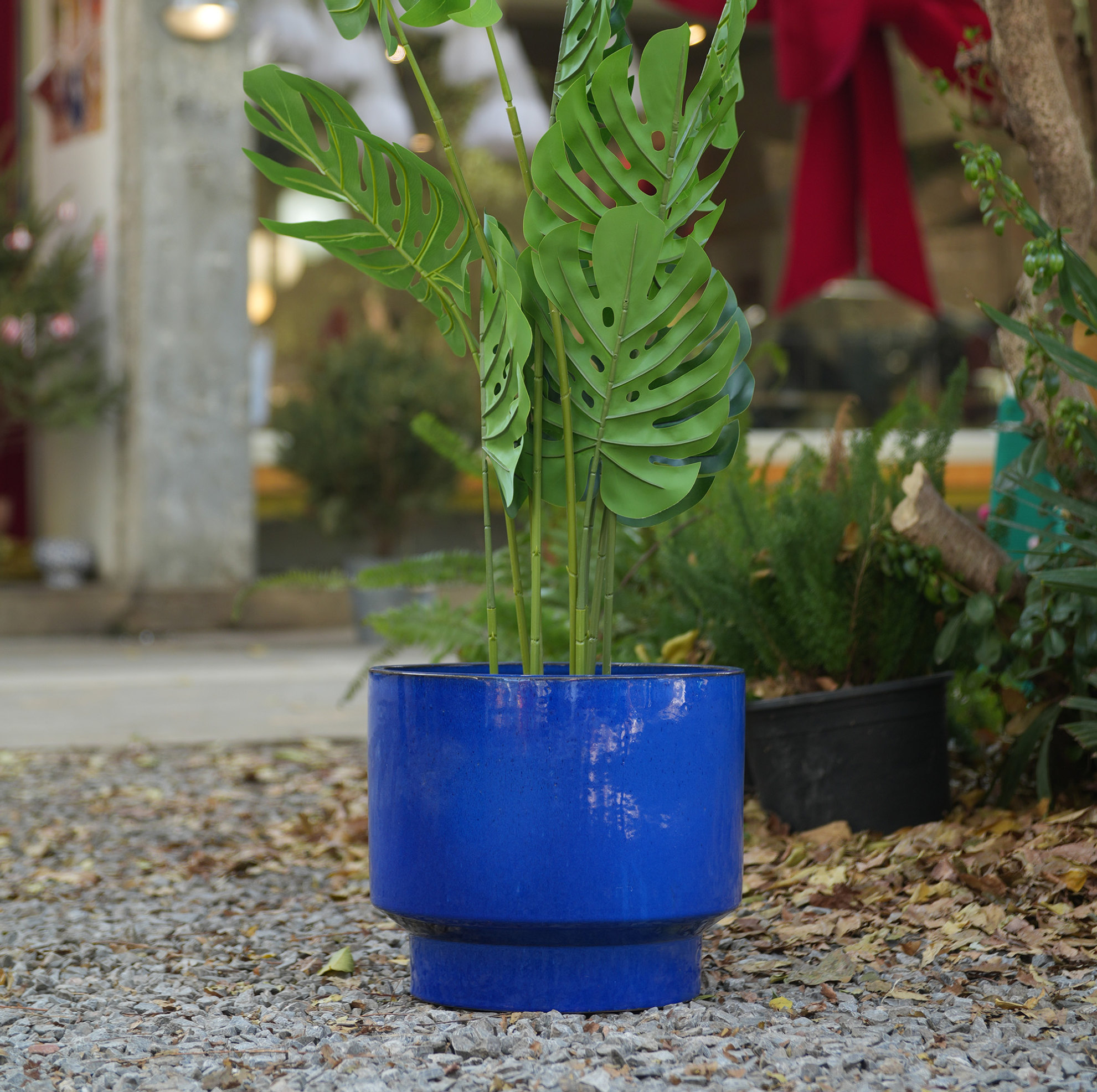 3-teiliges Keramik-blumentopf-set, Ø 38,1/30,5/22,9 Cm, Glänzend Blau Havrya