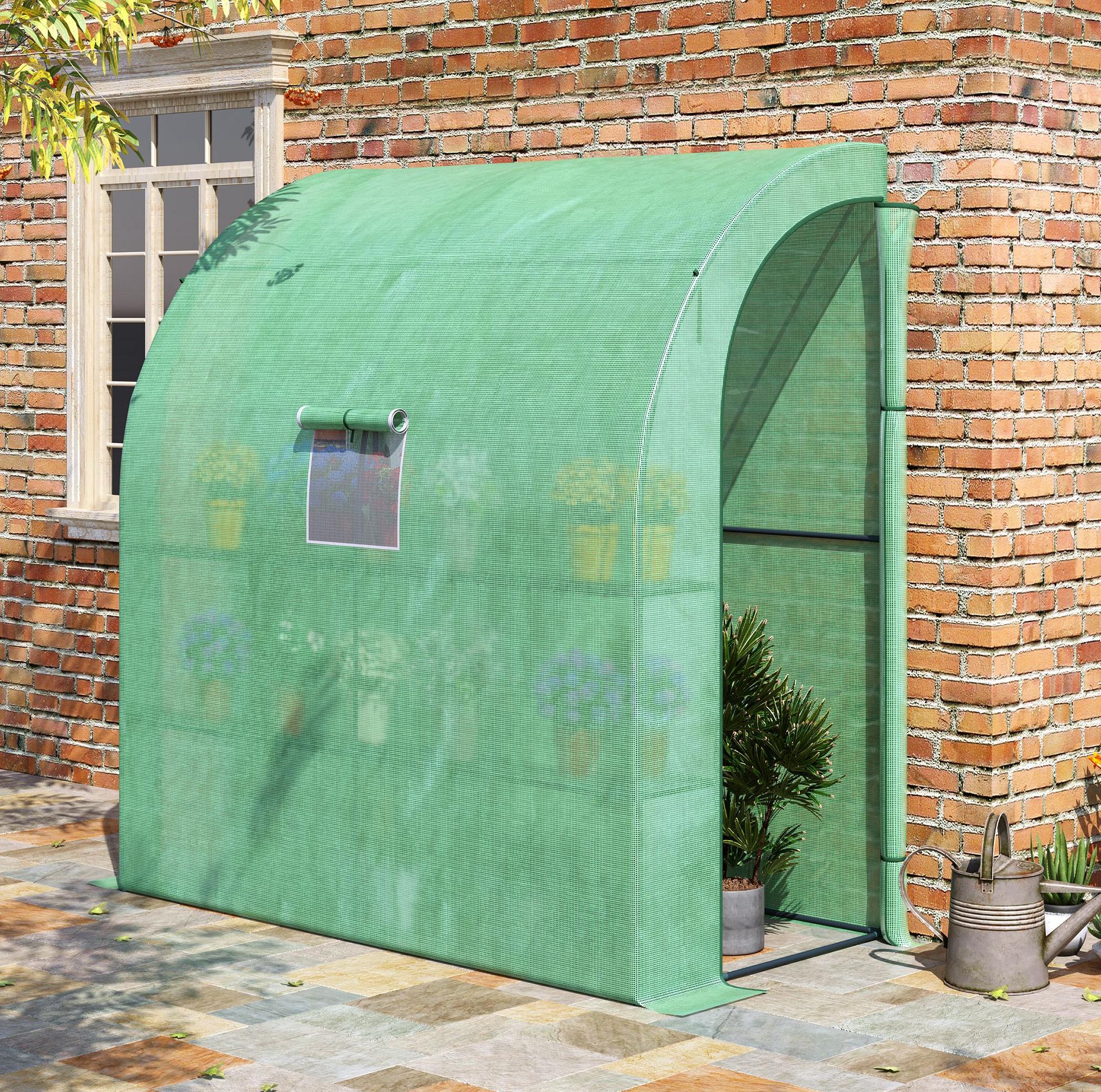 Anlehngewächshaus 200 X 100 X 215 Cm Mit 2 Türen, Uv-schutz, Stahl Und Pe Havrya