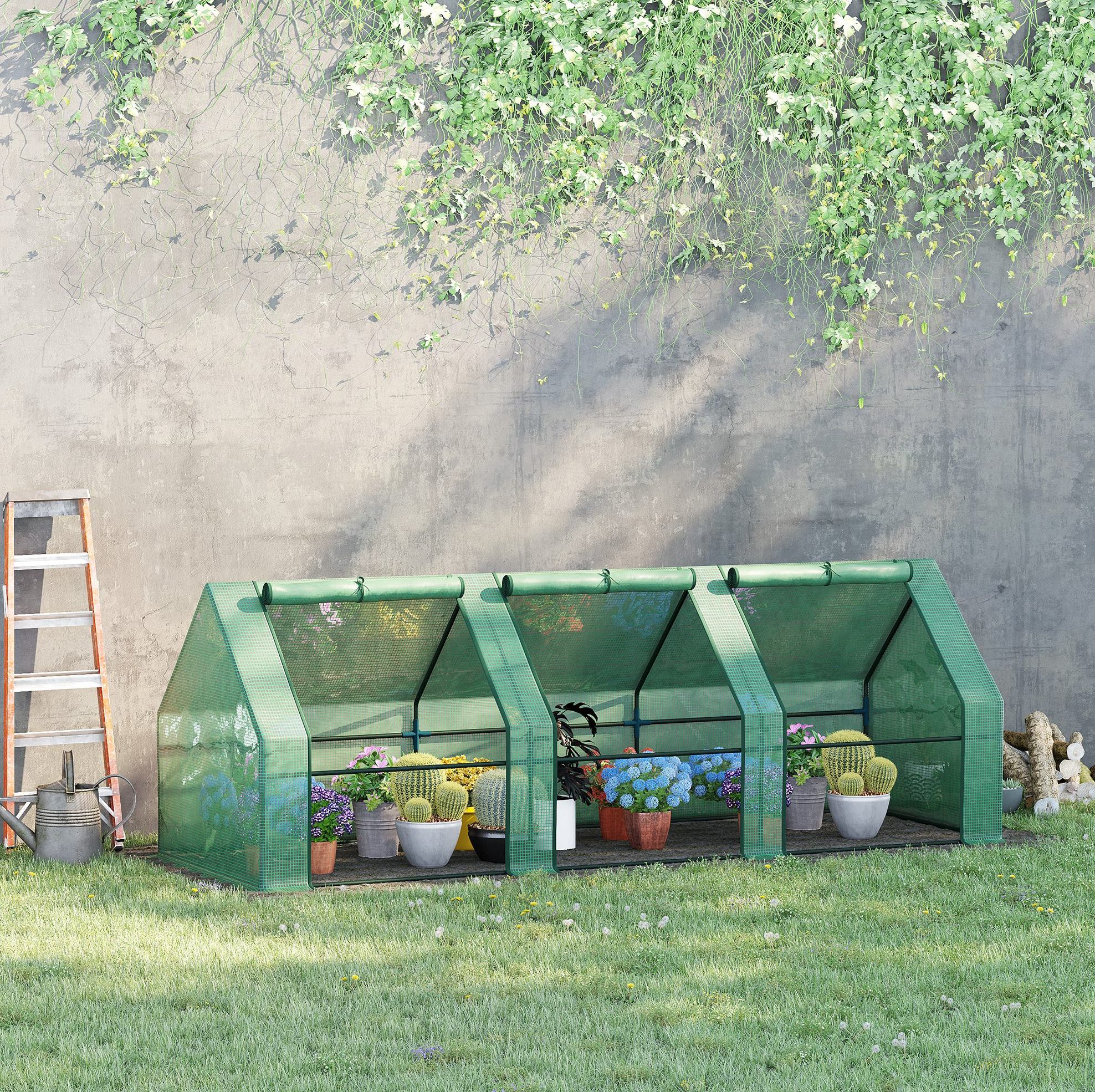 Gartengewächshaus 270 X 90 X 90 Cm, Pe-folie 140 G/m², Stahlgestell Grün Havrya