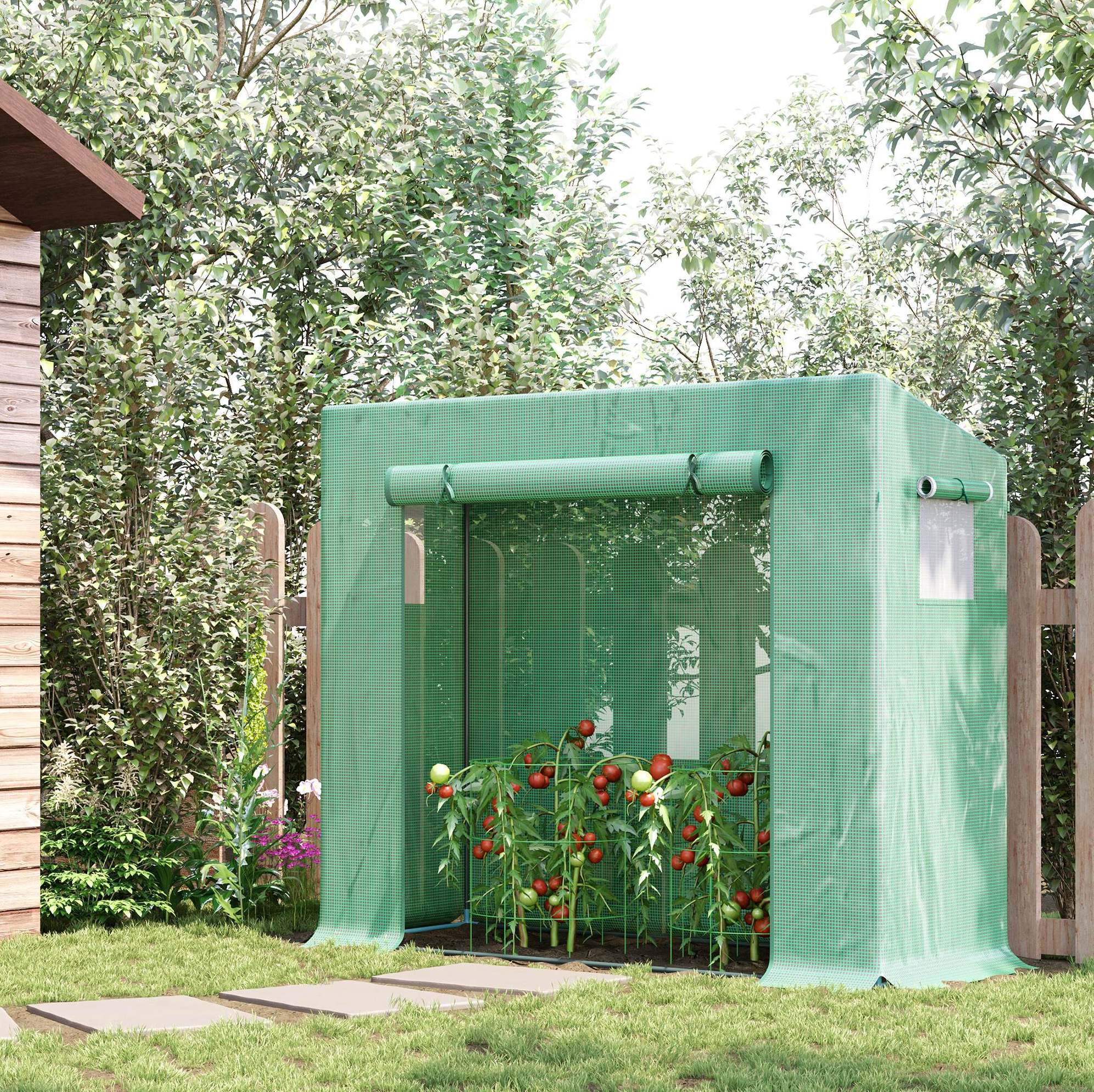 Gartengewächshaus 200 X 76 X 168 Cm Aus Pe, Stahlgestell, Grün Havrya