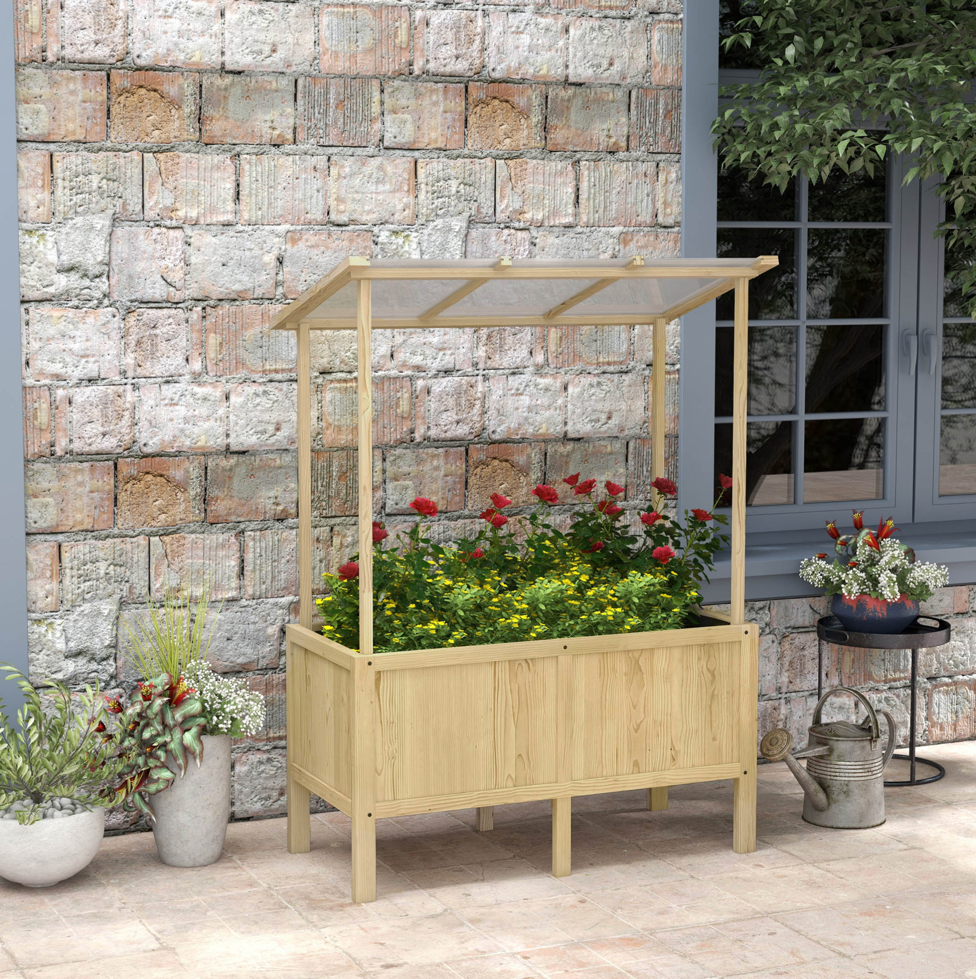 Hochbeet Mit Deckel 110 X 60 X 152 Cm Aus Naturholz Havrya