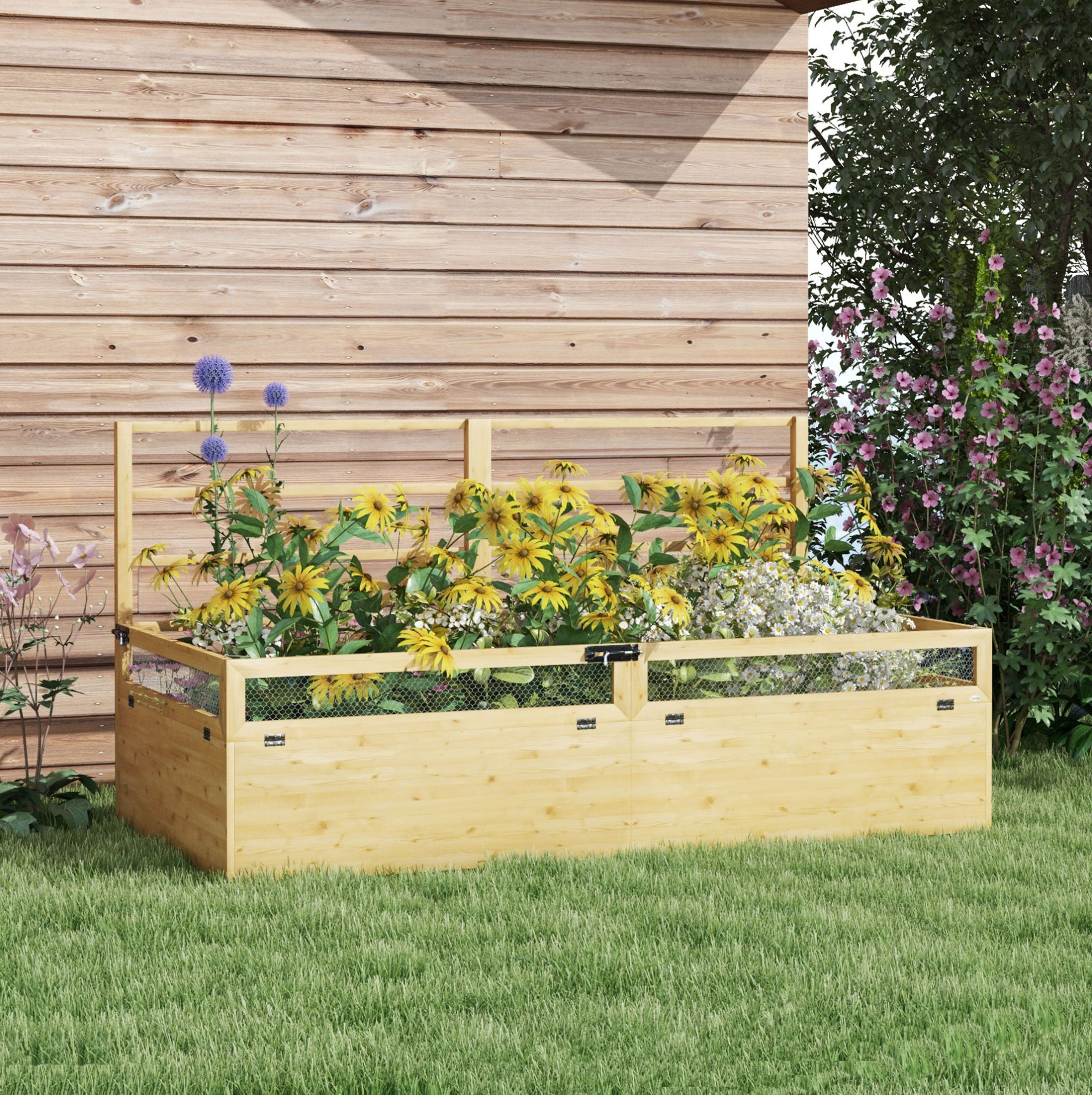 Hochbeet Mit Rankgitter 183 X 98,5 X 95 Cm Aus Naturholz Havrya