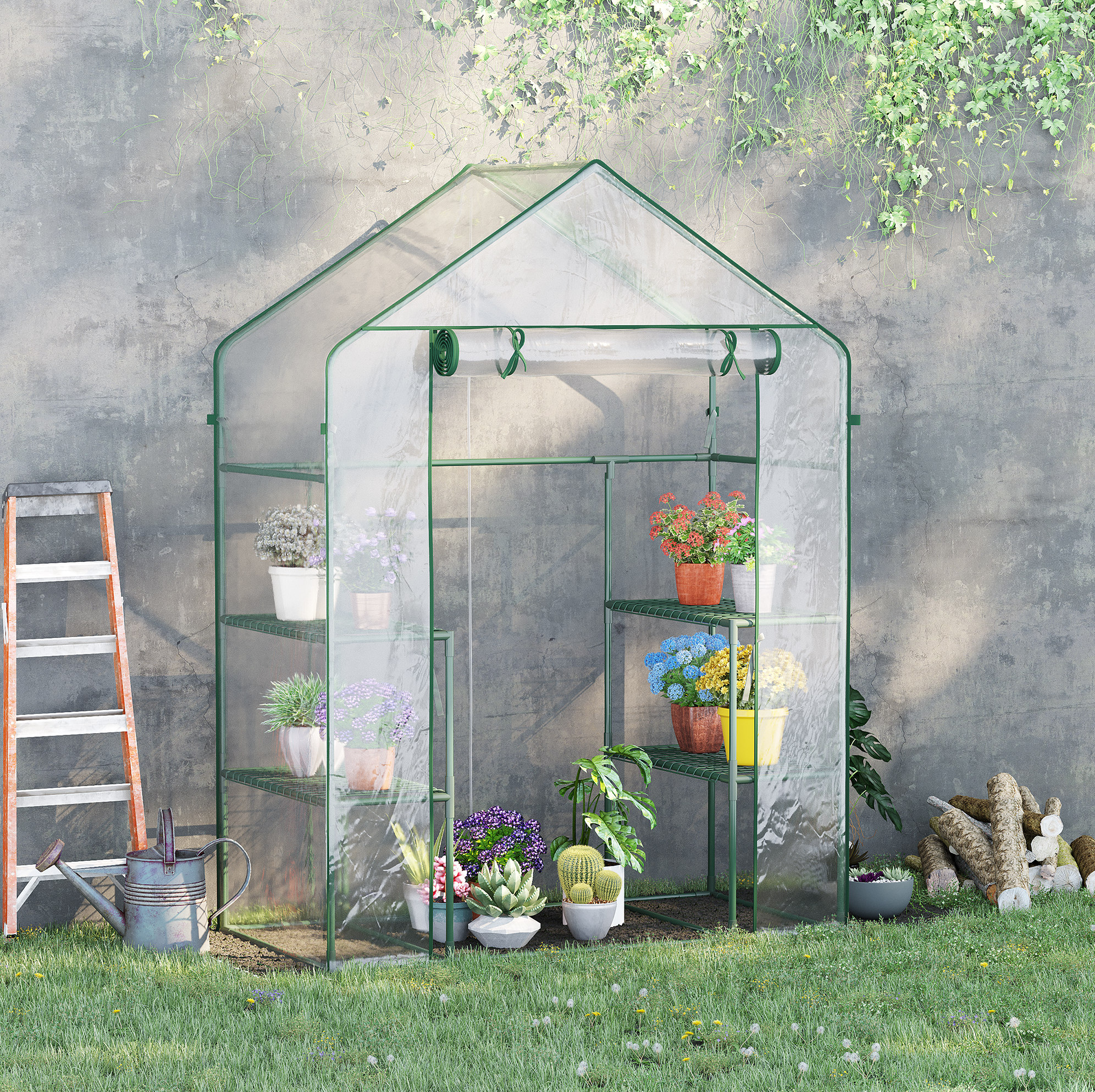Gartengewächshaus 142 X 73 X 195 Cm, 6 Regale, Transparent Havrya