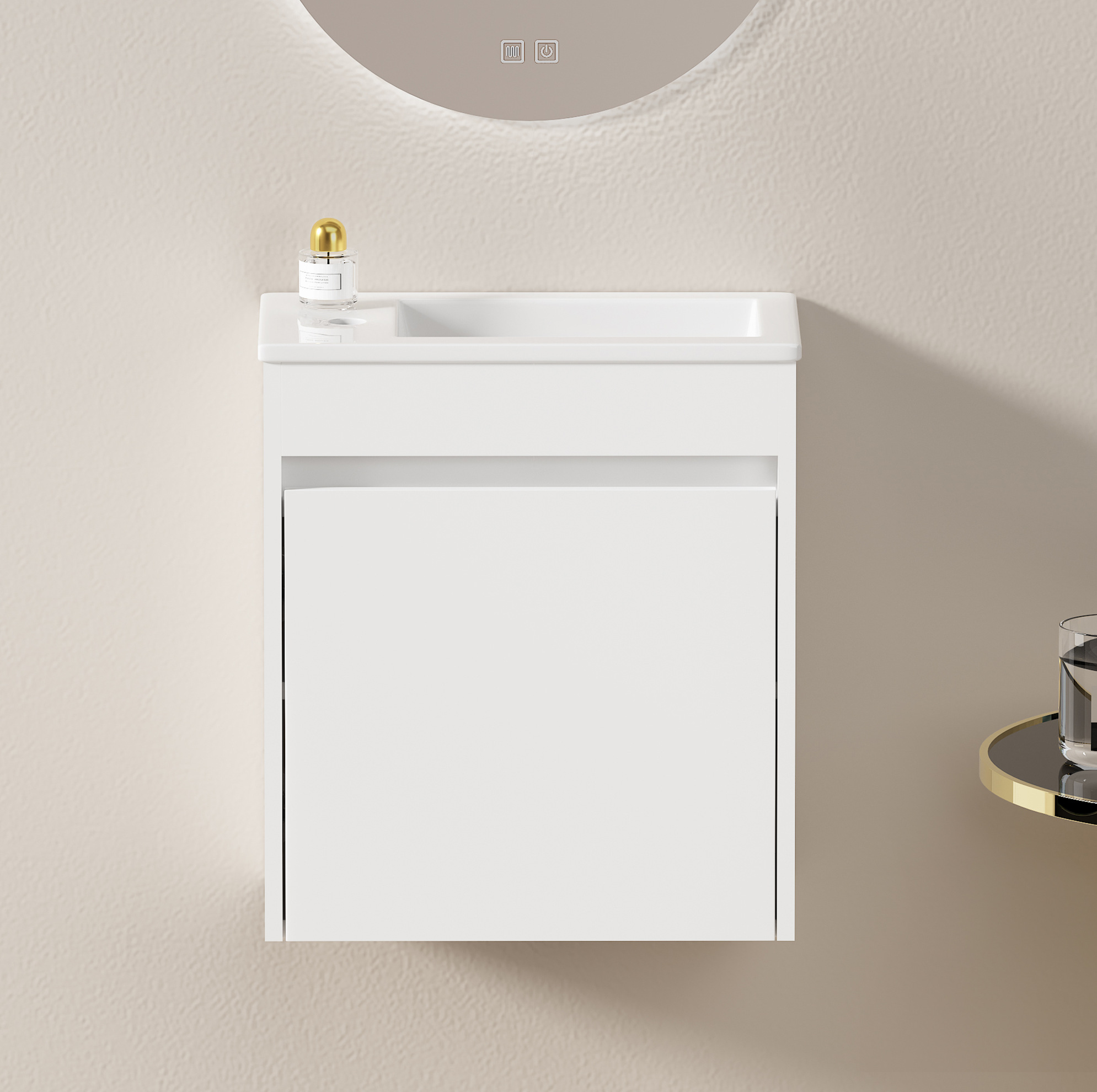 Waschtischunterschrank 46 Cm Weiß Mit 1 Tür Mit Soft-close Havrya