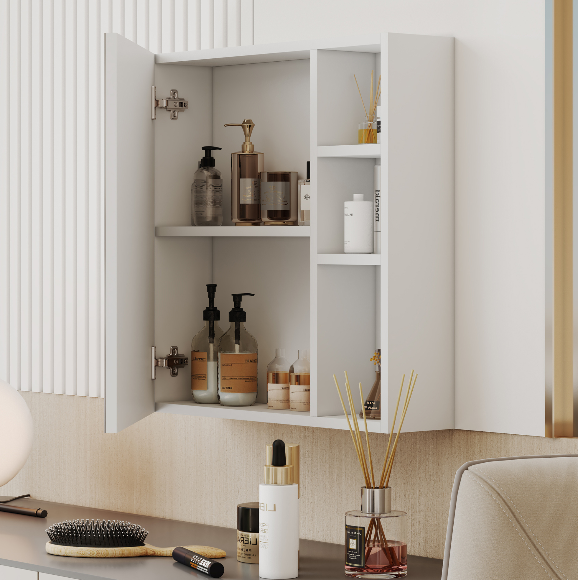 Wandspiegelschrank Fürs Bad 55 X 56 Cm Aus Hdf Und Sicherheitsglas Havrya