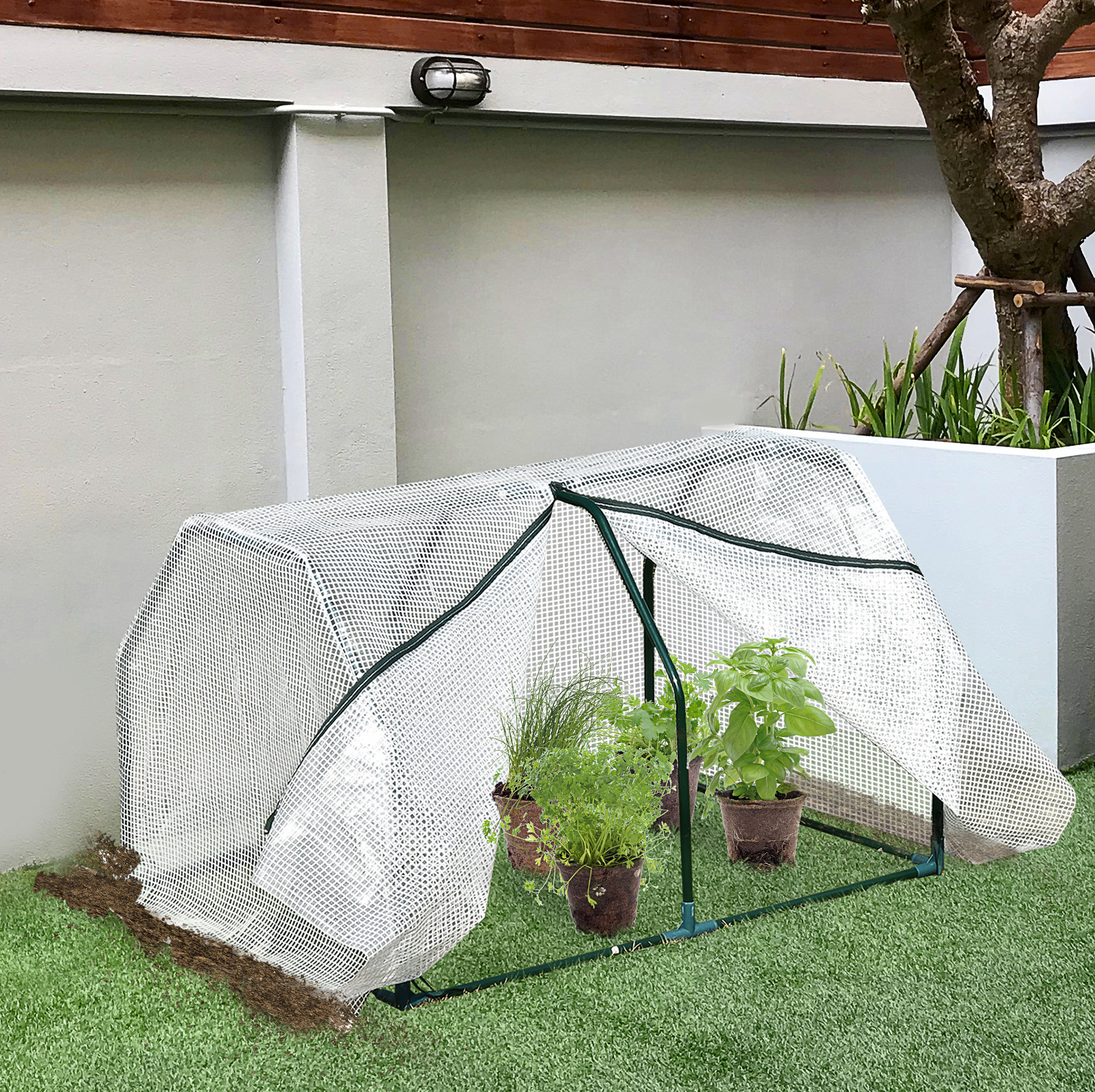 Uv-beständiges Mini-gewächshaus Für Den Garten 99 X 71 X 60 Cm Mit Reißverschluss, Weiß Havrya