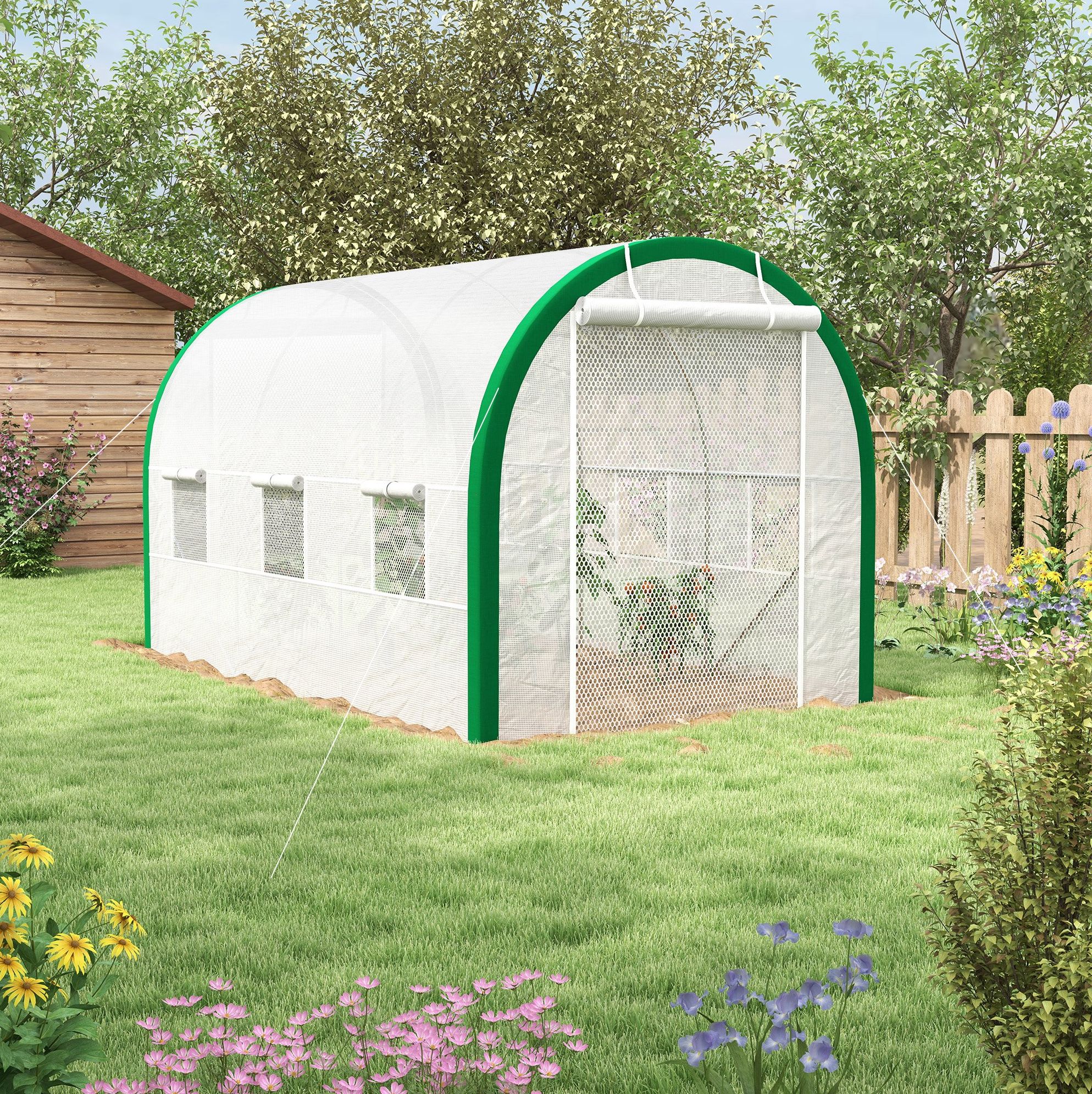Plastiktunnel-gewächshaus 3,58 X 2,1 X 2,1 M Mit Aufrollbarer Tür Havrya