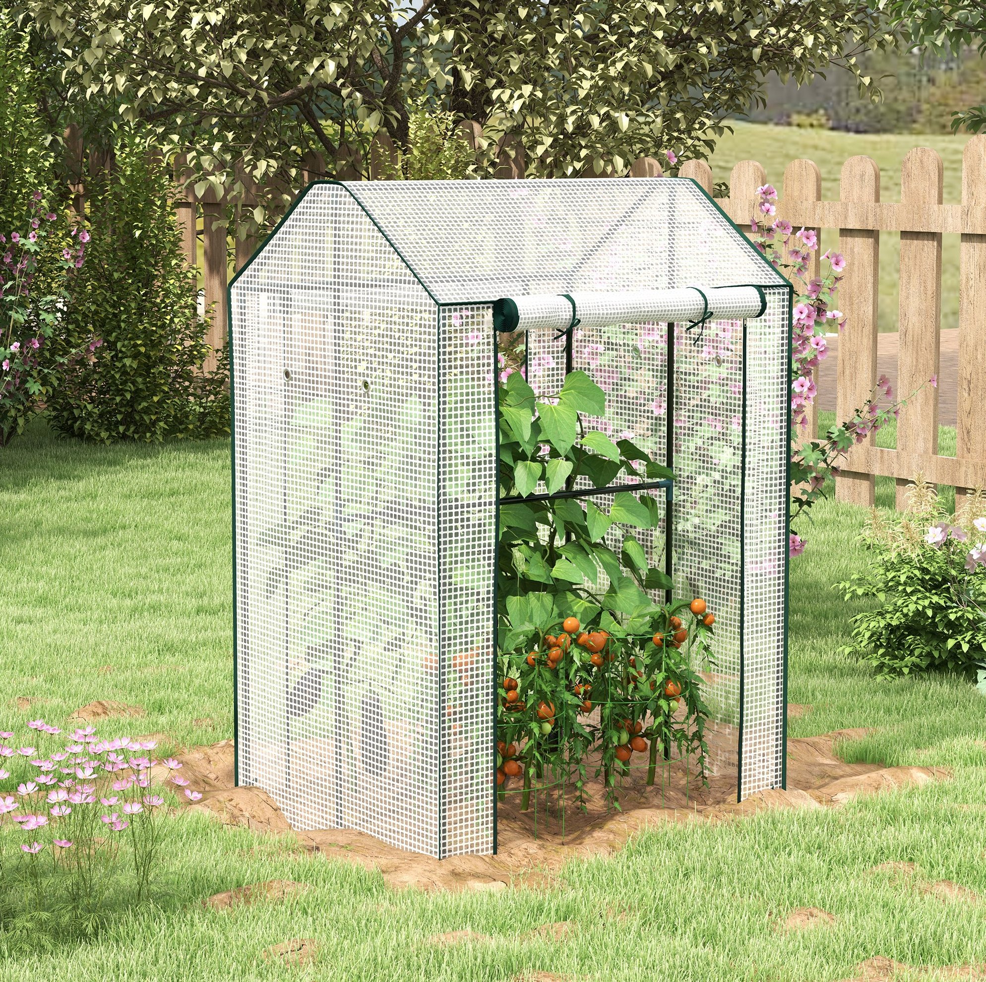 Gartengewächshaus Mit Doppeltür 100 X 80 X 150 Cm Aus Stahl, Weiß Havrya