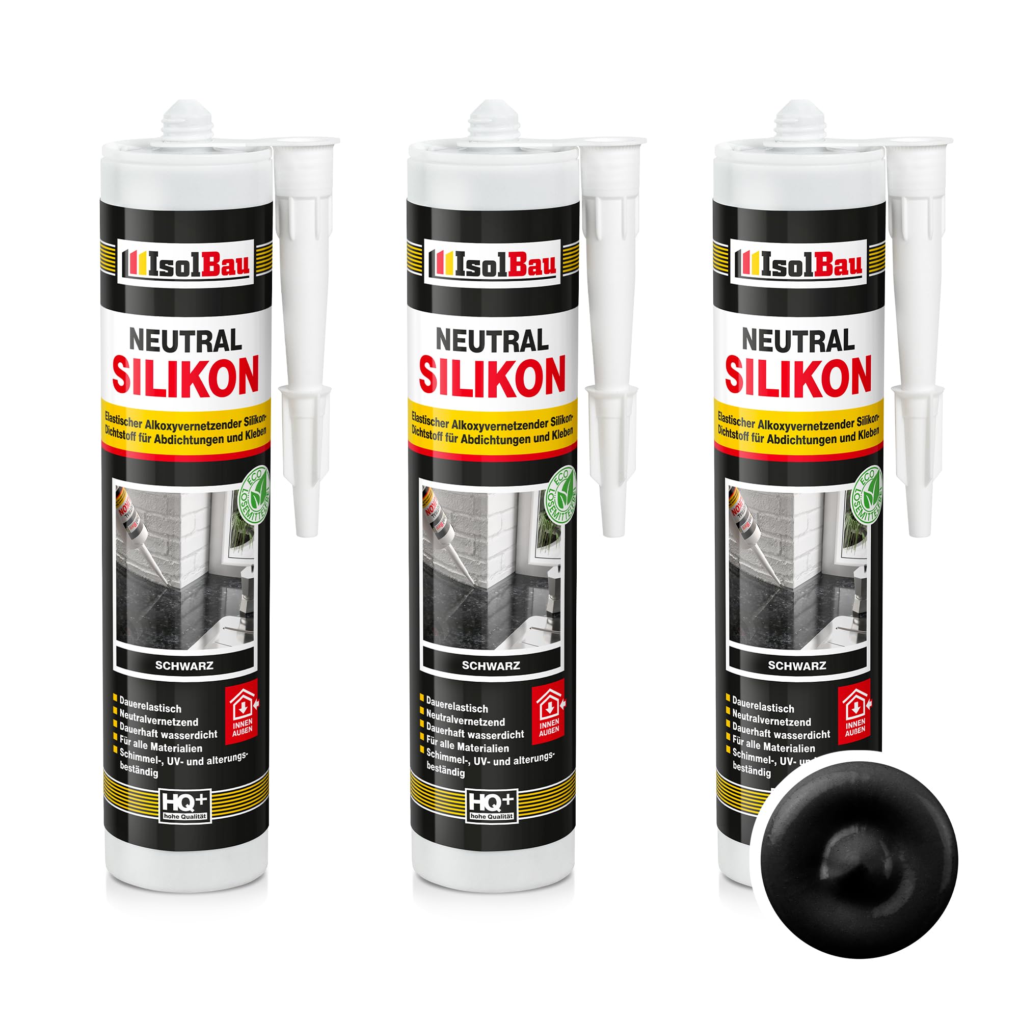 Isolbau Neutrales Silikon Schwarz 3 X 300 Ml
